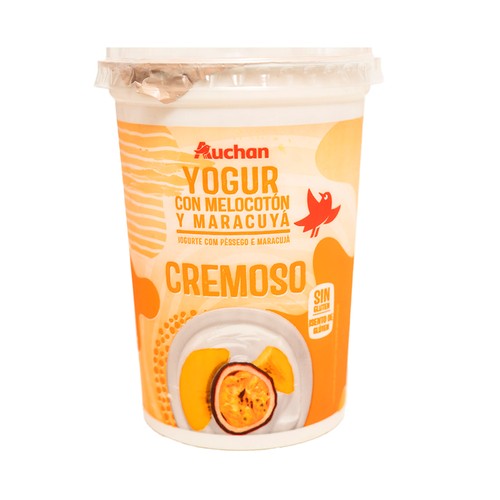 AUCHAN Yogur cremoso con melocotón y maracuya 500 g. Producto Alcampo