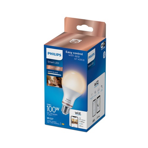Alcampo Bombilla Led inteligente E27 WiFi + Bluetooth 13W=100W blanco ajustable 1521lm PHILIPS