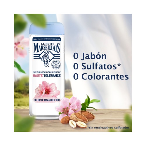 LE PETIT MARSELLAIS Gel para ducha o baño calmante, con flor de almendro, para bebés y pieles sensibles 400 ml.