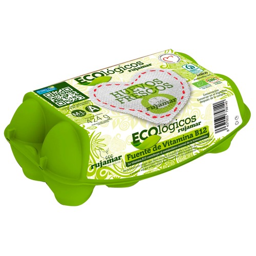RUJAMAR Huevos de producción ecológica de categoría A y clase M-L 8 uds.