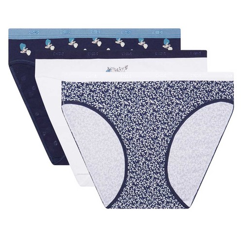 Lote de 3 bragas de algodón para mujer DIM Les Pockets Coton, talla L.
