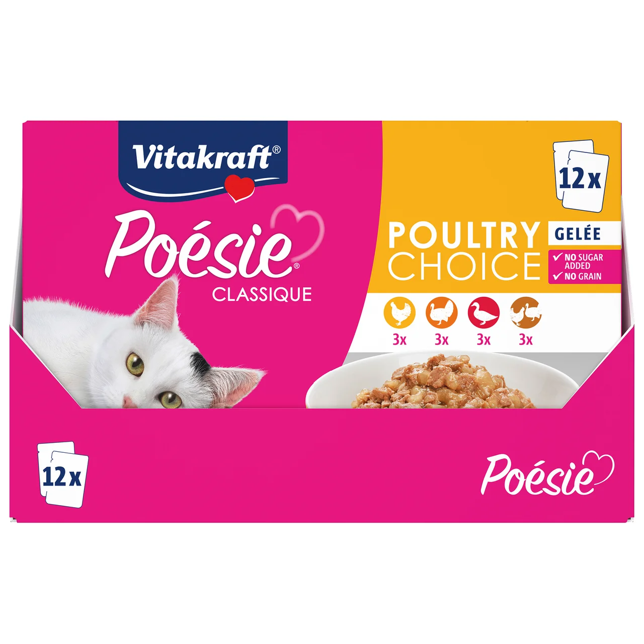 VITAKRAFT Pienso húmedo para gatos en bolsa a base de aves VITAKRAFT Poesie 12x85 gr.