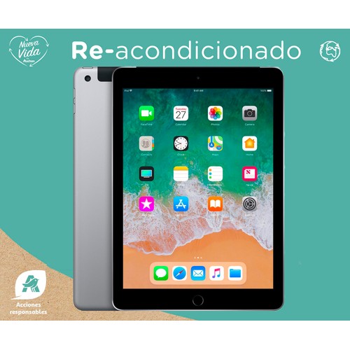 Apple iPAD Wi-Fi + Cellular Gris espacial  6ª generación (REACONDICIONADO), pantalla retina 24,63cm (9,7"), 128GB, Chip A10, 8 Mpx, iPadOS.