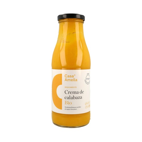 Crema de calabaza ecológica, con verduras frescas cocidas al vapor CASA AMELIA 500 ml.