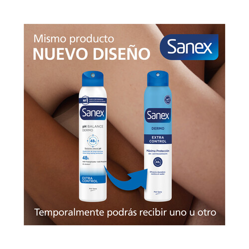 SANEX Dermo extra control Desodorante en spray para mujer con protección antitranspirante y anti-manchas  200 ml.