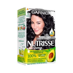 GARNIER Tinte de pelo permanente color negro, tono 1 GARNIER Nutrisse créme.