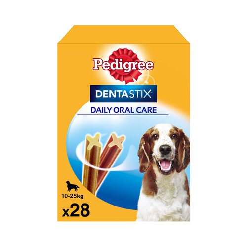PEDIGREE Snacks dental para perros de talla mediana PEDIGREE DENTASTIX 28 unidades de 720 gramos.