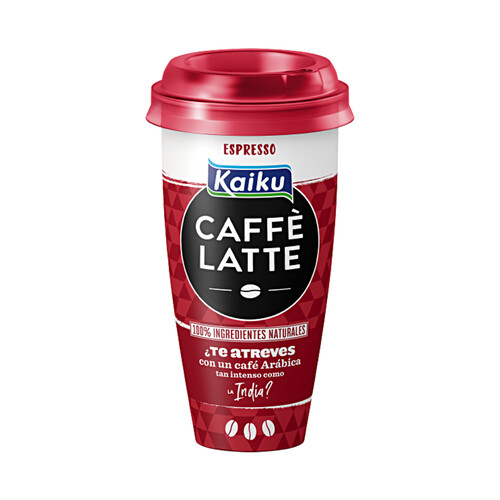 Bebida de café Arábica intenso con un toque de leche KAIKU Caffe latte espresso 230 ml.