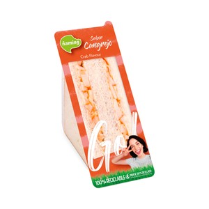 ÑAMING Sándwich de pan blanco, relleno de salsa de cangrejo 130 g.