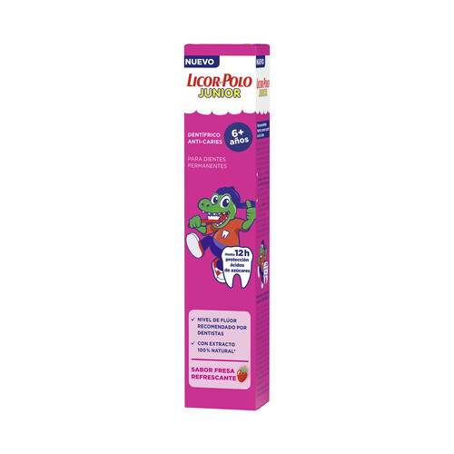 LICOR DEL POLO Pasta de dientes infantil sabor fresa refrescante, para niños de +6 años LICOR DEL POLO Junior 75 ml.