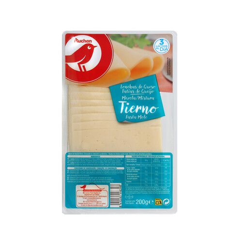 Queso tierno mezcla en lonchas PRODUCTO ALCAMPO 200 g.