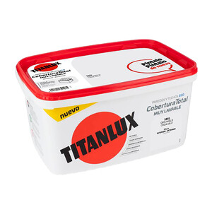 Imagen de Pintura de cobertura total de color gris hielo, cubeta de 4 litros, TITANLUX.