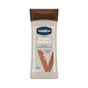 VASELINE Cocoa radiant Aceite corporal nutritivo con manteca de cacao 100% pura 200 ml.