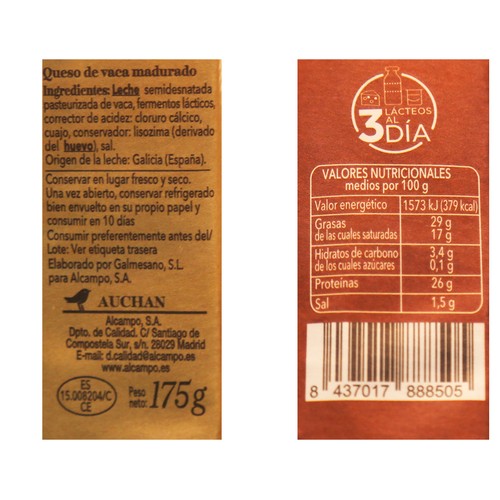 AUCHAN COLLECTION Queso quesmesán madurado 18 meses 175 g Producto Alcampo.