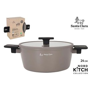 Cacerola de aluminio forjado con inducción completa y tapa, 24 cm, Nordkitch. SANTA CLARA