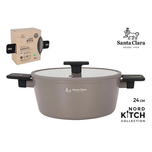 Cacerola de aluminio forjado con inducción completa y tapa, 24 cm, Nordkitch SANTA CLARA