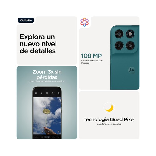 Smartphone MOTOROLA Moto G77 Shaded Spruce color verde, 5G, 256GB + 8GB Ram, pantalla 17,22cm (6,78")