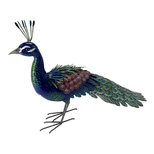 Figura de pavo real de metal de 94x25,5x55,5 cm, GARDENSTAR.