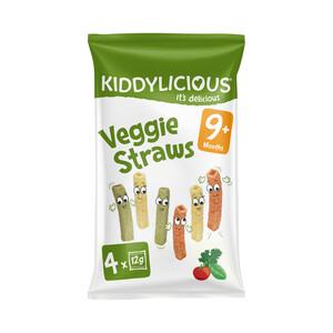 Imagen de KIDDYLICIOUS Snacks de patata, arroz y guisantes ecológicos, a partir de 9 meses 4 x 120 g.