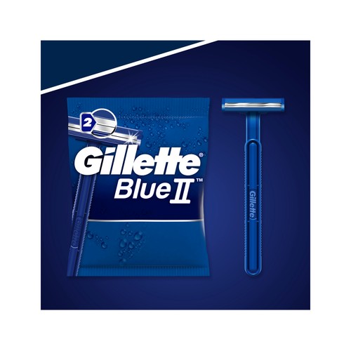 GILLETTE Maquinilla de afeitar desechable, con cabezal de doble hoja GILLETTE Bue II 12 uds