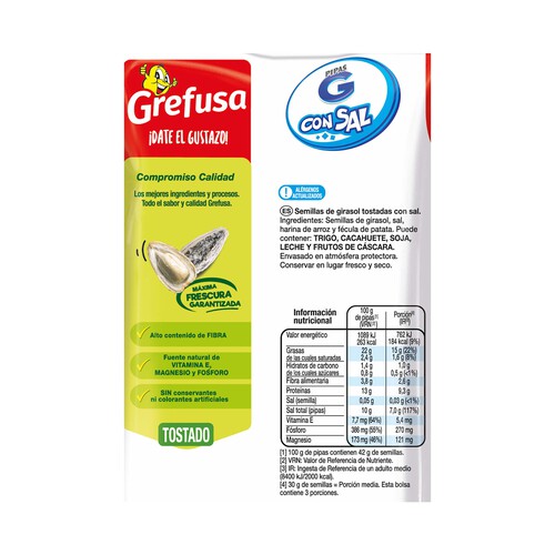 GREFUSA Pipas G con sal GREFUSA, bolsa 220g