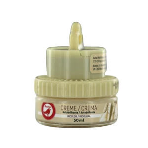 PRODUCTO ALCAMPO Crema con aplicador autobrillante para calzado incoloro, 50 ml.
