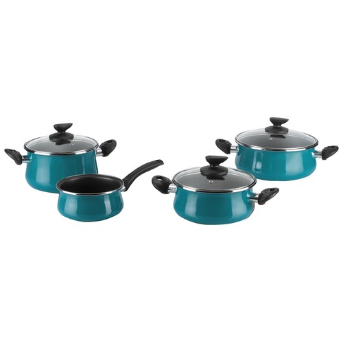 Batería de cocina de acero vitrificado compuesta por 4 piezas, apta para inducción, Country VITRINOR.
