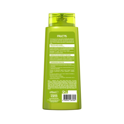 FRUCTIS Champú anti-caspa fortificante sin parabenos, para cabello normal690 ml.