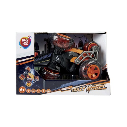 Coche radiocontrol Phantom para hacer acrobacias, 27Mhz, Crazy Wheel ONE TWO FUN ALCAMPO.