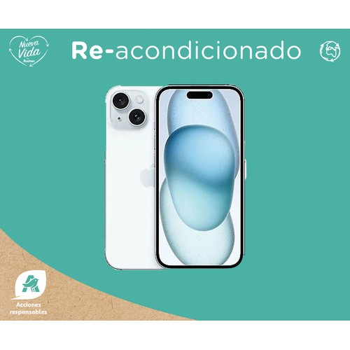 iPhone 15, 5G, 128GB, 6GB RAM, pantalla 15,49 cm (6,1") Reacondiciando, APPLE.