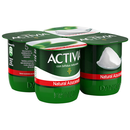 Bífidus con sabor natural azucarado ACTIVIA de Danone 4 x 120 g.