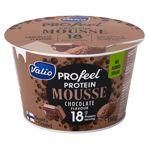 Mousse de chocolate sin azúcares añadidos y con alto contenido en proteínas (18 g) VALIO Profeel 150 g.