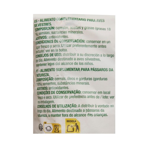 PRODUCTO ALCAMPO Bolas de grasa para pájaros sin red 6 uds. 540 g