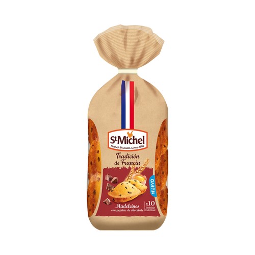ST.MICHEL Magdalenas concha con pepitas de chocolate 250 g.