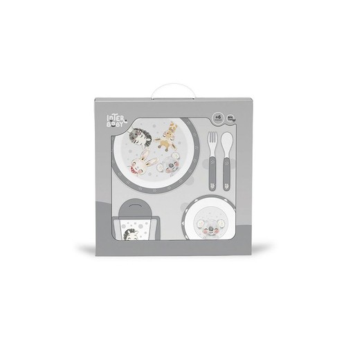 Set vajilla para bebé de 5 piezas color gris, INTERBABY.