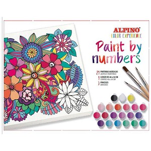 Imagen de Set pinta por números con 21 pinturas acrílicos, 1 lienzo  y 3 pinceles, ALPIONO.