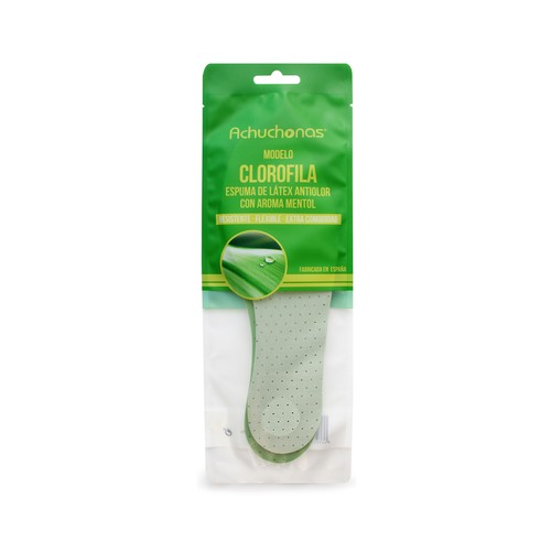 Plantillas antiolor clorofila ACHUCHONAS, aroma mentol, extra comodidad, talla 37/38.