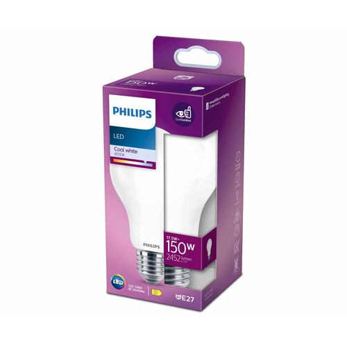 Bombilla Led E27,17,5W=150W, luz neutra 4000K, 2452lm, PHILIPS.
