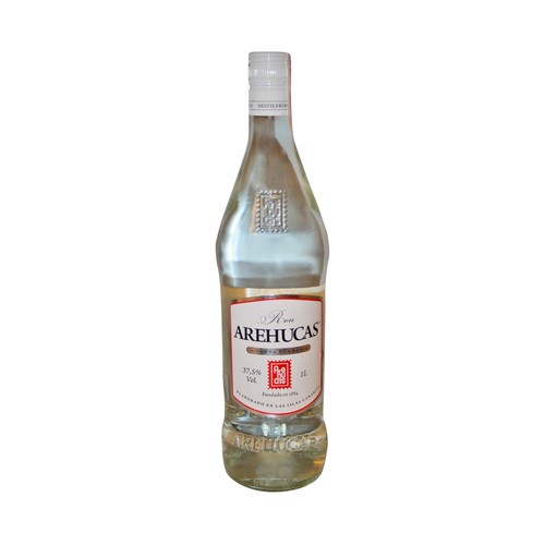 AREHUCAS Ron blanco elaborado en las Islas Canarias botella 1 l.