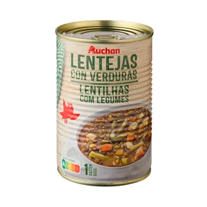 PRODUCTO ALCAMPO Lentejas con verduras, listas para calentar y comer lata de 430 g.
