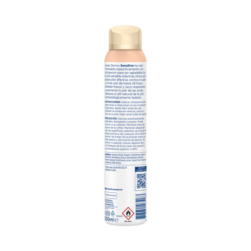SANEX Dermo sensitive Desodorante en spray para mujer con protección anti transpirante hasta 24 horas 200 ml.