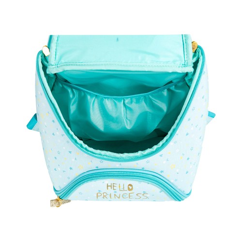 Mochila preescolar diseño de princesa, color azul, PRODUCTO ALCAMPO, 24x25x13cm.