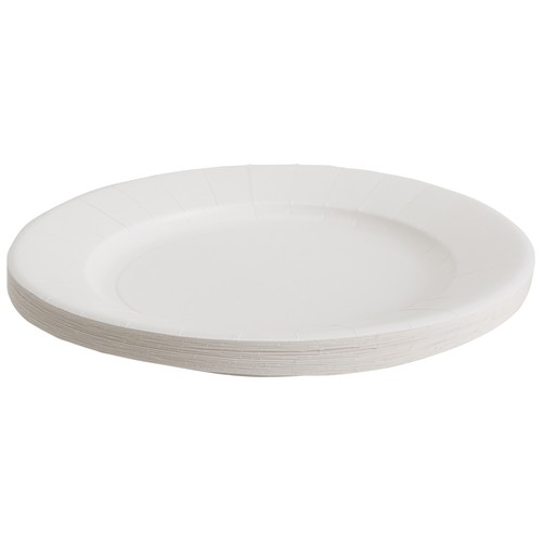 Set de 20 platos desechables de cartón color blanco, 27cm., ACTUEL.