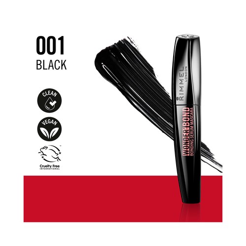 RIMMEL Wonder bond tono 001 Black Máscara de pestañas sérum efecto longitud y fuerza.