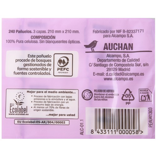 PRODUCTO ALCAMPO Pocket Pañuelos de celulosa con 3 capas 24 uds.