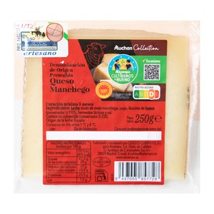 Alcampo Cultivamos LO Bueno  Queso Manchego DOP Artesanal de Oveja  Cuña de 250 G.