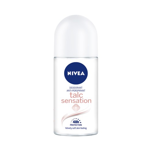 NIVEA Talc sensation Desodorante roll-on para mujer, con protección antitranspirante 48 horas 50 ml.