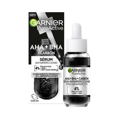 GARINER Pure active Sérum anti-imperfecciones con carbón, para pieles con tendencia acneica 30 ml.