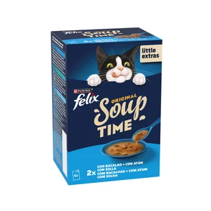 FELIX Soup Alimento de gato húmedo de bacalao 6X48g.