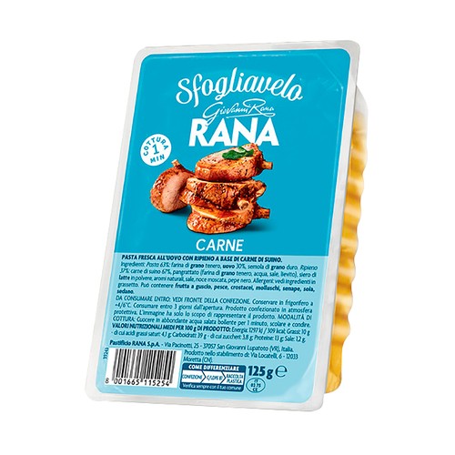 RANA Tortelloni de pasta fresca al huevo, rellenos de carne 125 g.